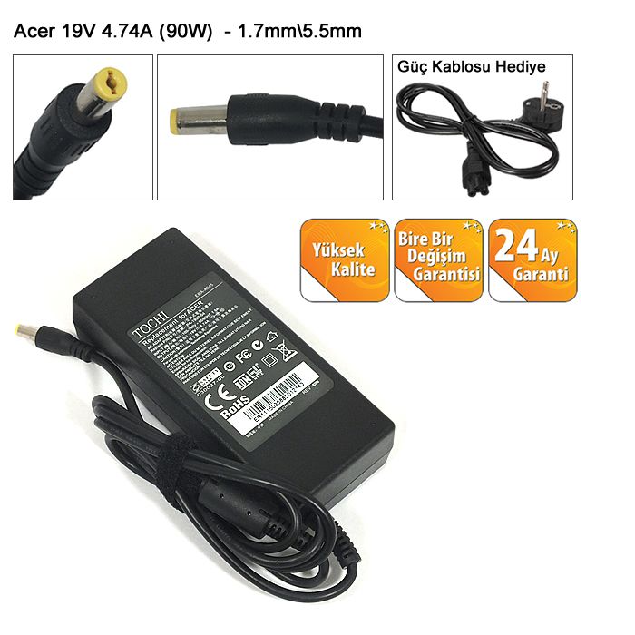 Acer Aspire 3040 19V 4.74A (90W) 1.7mm - 5.5mm Notebook Adaptörü